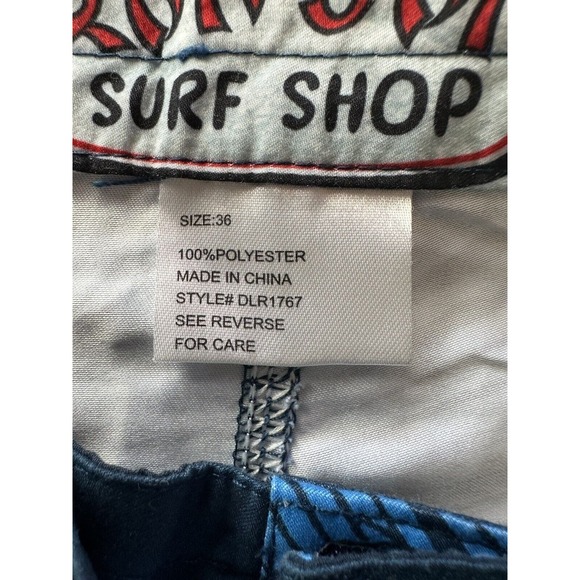 Ron Jon Board Shorts Trunks Blue Orange Palm Leaves Size 36 - Picture 7 of 11